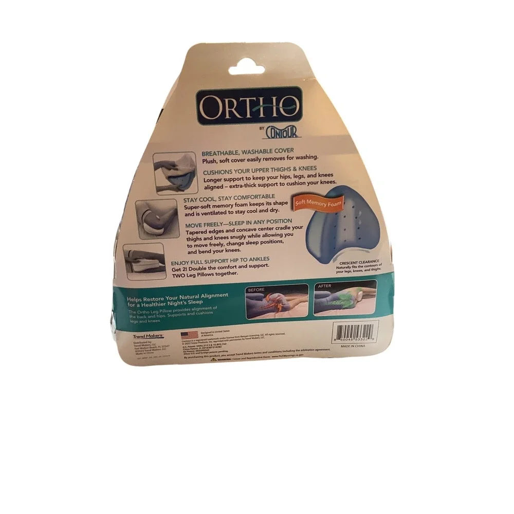 Ortho Leg Pillow by Contour Soft Memory Foam Knee Hip Back Support White NEW